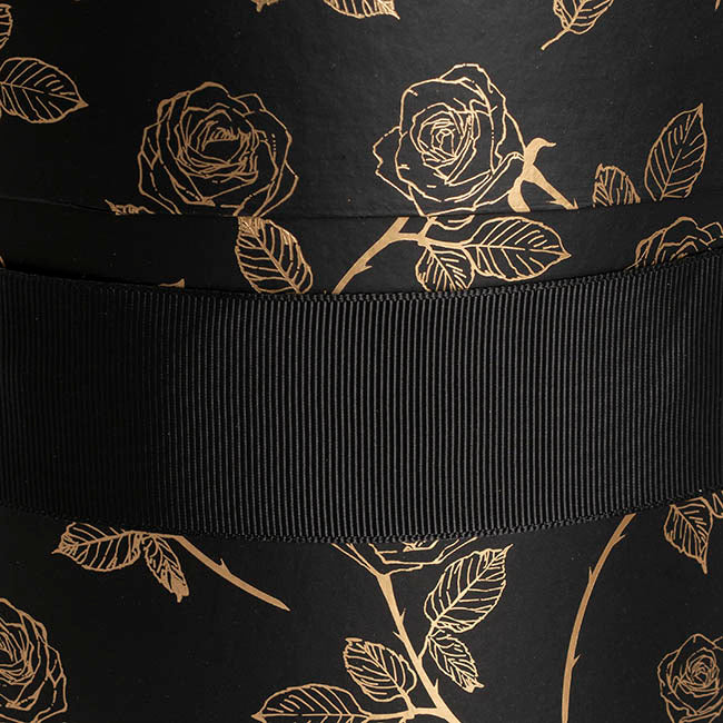 Hat Gift Box Deluxe Gold Foil Rose Black Set 2 (20Dx22cmH)