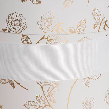 Hat Gift Box Deluxe Gold Foil Rose White Set 2 (20Dx22cmH)