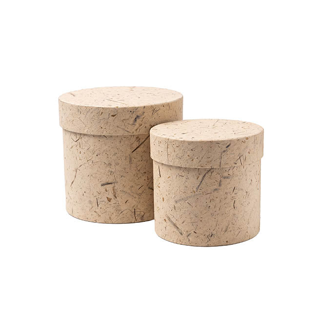 Hat Gift Box Textured Fleck Earthy Natural Set 2 (20Dx22cmH)