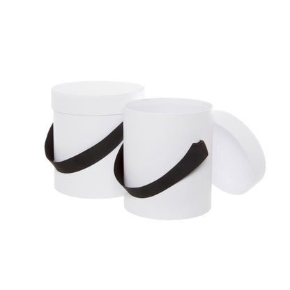 Hat Gift Box Deluxe with Handle White (20Dx22cmH) Set 2