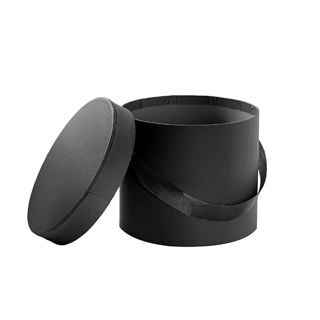 Flower Hat Box Petite Round Black Set 3 (17Dx13.5cmH)