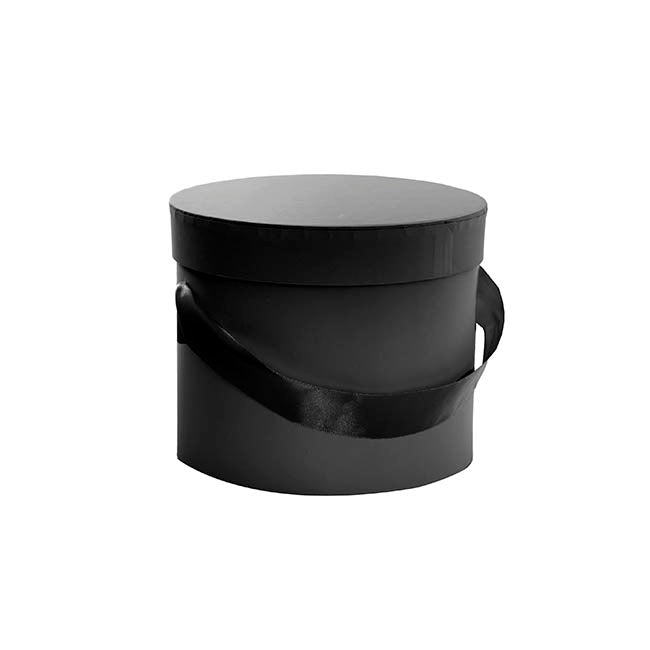 Flower Hat Box Petite Round Black Set 3 (17Dx13.5cmH)