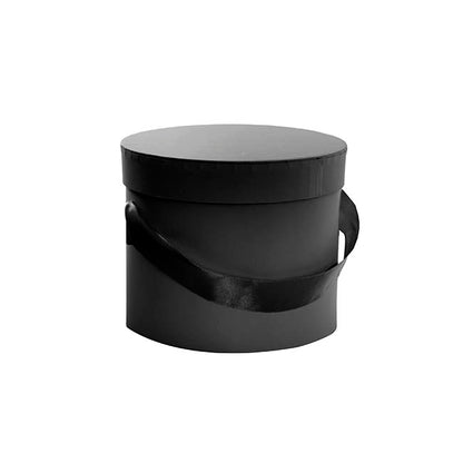 Flower Hat Box Petite Round Black Set 3 (17Dx13.5cmH)