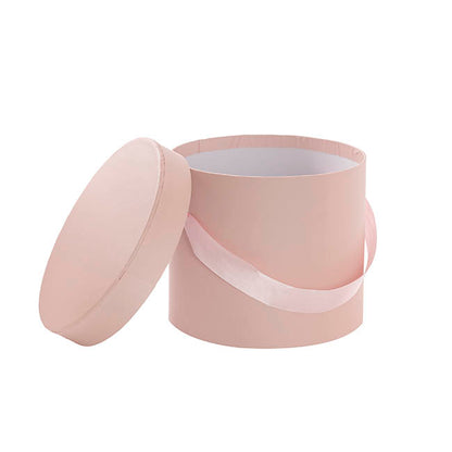 Flower Hat Box Petite Round Blush Pink Set 3 (17Dx13.5cmH)