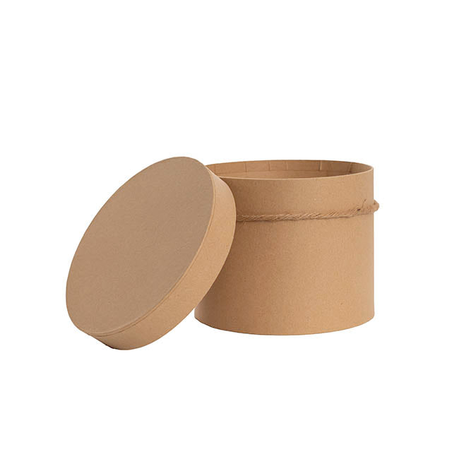 Flower Hat Box Petite Round Kraft Brown Set 3 (17Dx13.5cmH)