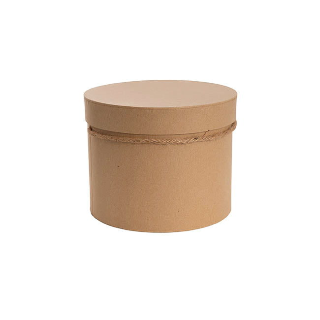 Flower Hat Box Petite Round Kraft Brown Set 3 (17Dx13.5cmH)