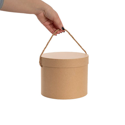 Flower Hat Box Petite Round Kraft Brown Set 3 (17Dx13.5cmH)