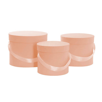 Flower Hat Box Petite Round Apricot Peach Set 3(17Dx13.5cmH)