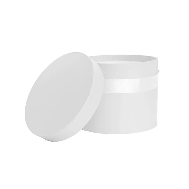 Flower Hat Box Petite Round White Set 3 (17Dx13.5cmH)
