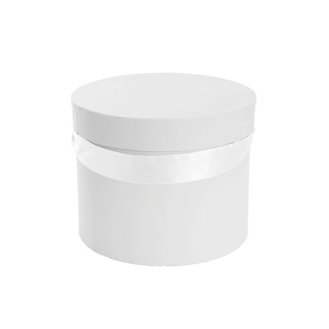 Flower Hat Box Petite Round White Set 3 (17Dx13.5cmH)
