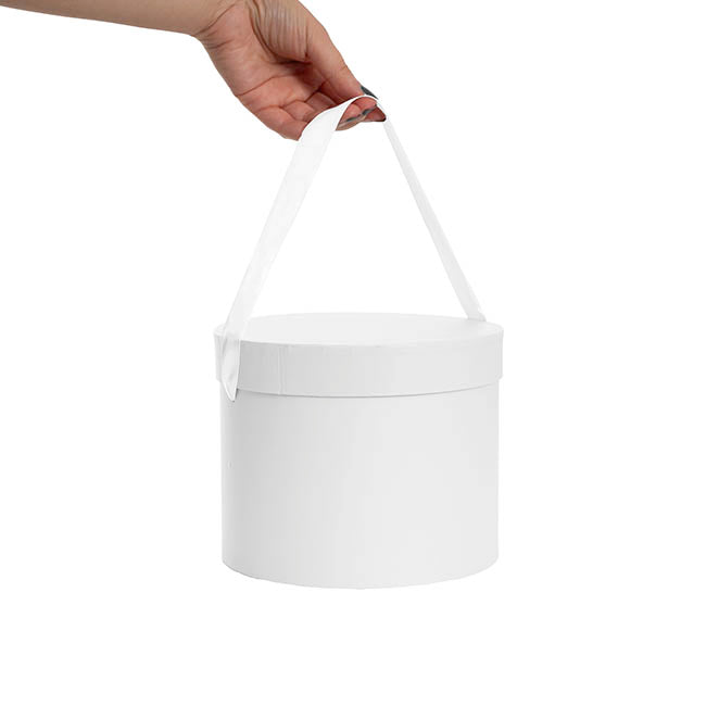 Flower Hat Box Petite Round White Set 3 (17Dx13.5cmH)