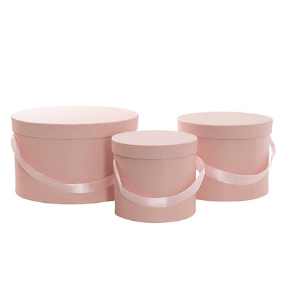 Flower Hat Box Grande Round Blush Pink Set 3 (25Dx15cmH)