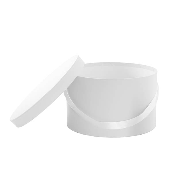 Flower Hat Box Grande Round White Set 3 (25Dx15cmH)