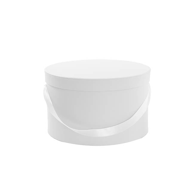 Flower Hat Box Grande Round White Set 3 (25Dx15cmH)