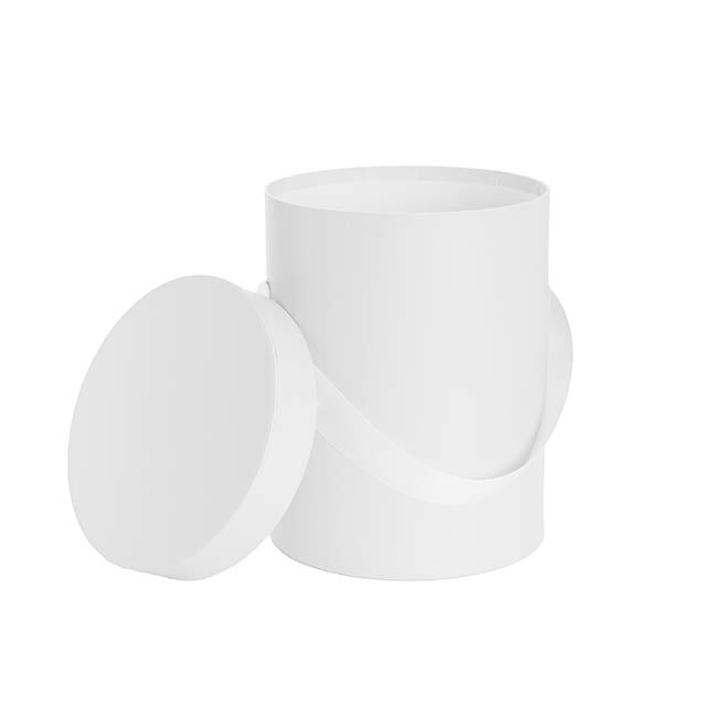 Flower Hat Box Tall Round White Set 3 (24.5Dx30cmH)