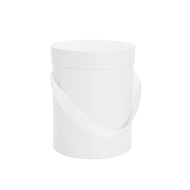 Flower Hat Box Tall Round White Set 3 (24.5Dx30cmH)