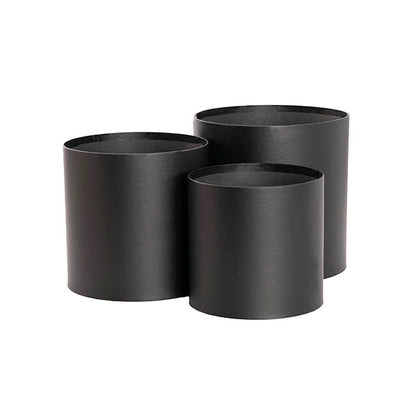 Flower Hat Box Set No Lids Black Set 3 (19Dx19cmH)