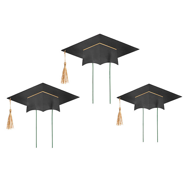 Graduation Flower Hamper Topper Black Set 3 (27Dx31cmH)