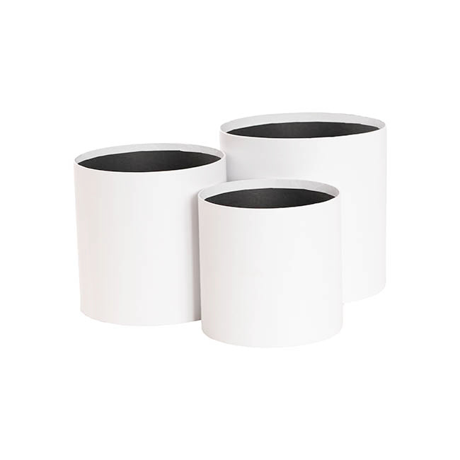 Flower Hat Box Set No Lids White Set 3 (27Dx31cmH)
