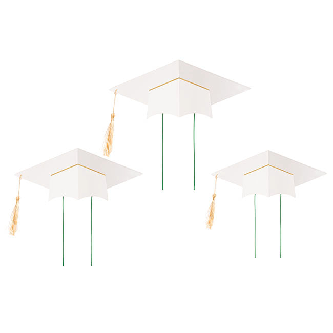 Graduation Flower Hamper Topper White Set 3 (19Dx19cmH)