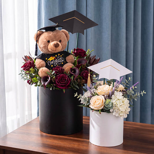Graduation Topper Flowers & Hampers White Set 3 (27Dx35cmH)