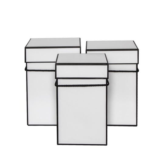 Gift Flower Box Deluxe Square Silhouette White (18x25cmH) S3