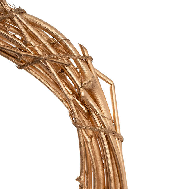 Elegant Rattan Wreath Champagne Gold (30cmD)