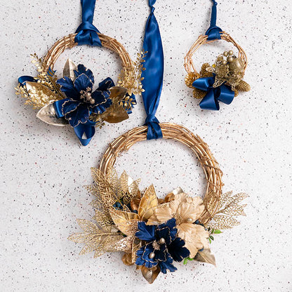 Elegant Rattan Wreath Champagne Gold (30cmD)