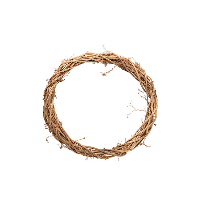 Rattan Grapevine Wreath Round Gold (30cmD)