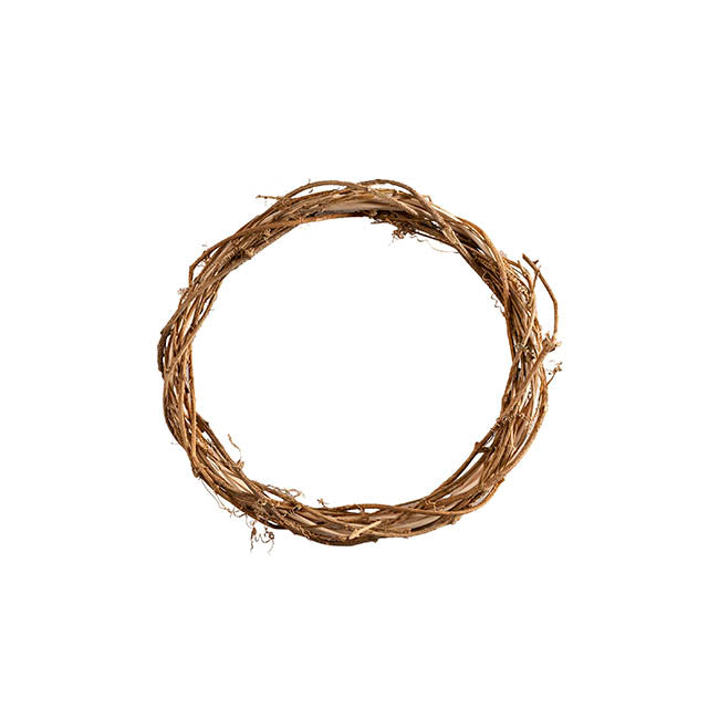 Grapevine Rattan Wreath Round Natural Brown (30cmD)