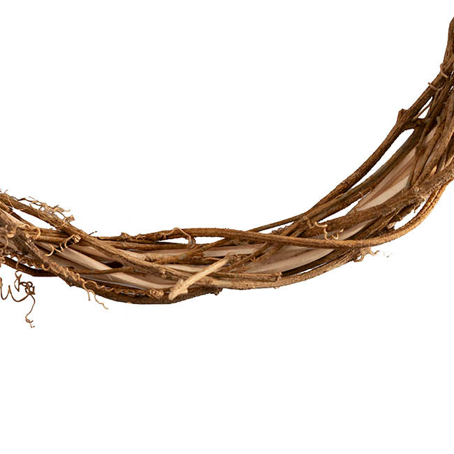Grapevine Rattan Wreath Round Natural Brown (30cmD)