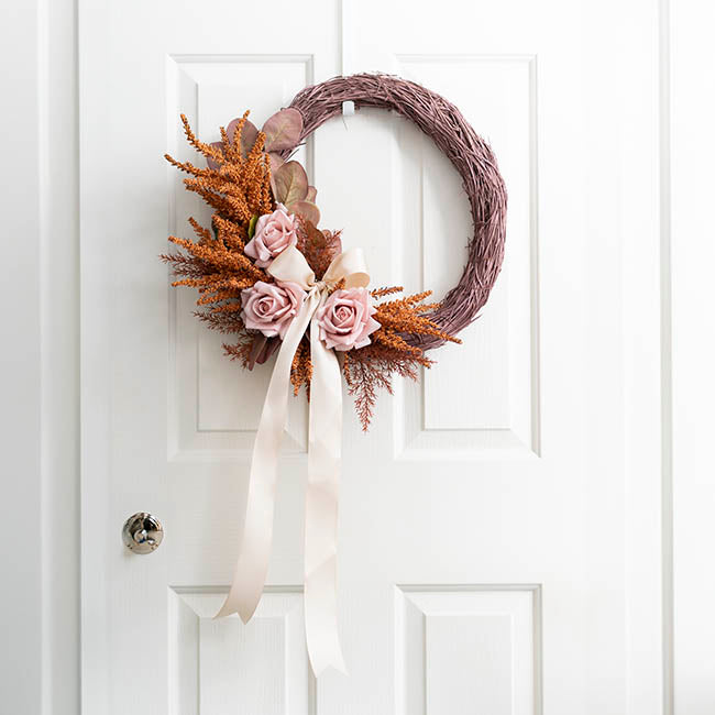 Wood Wool Wreath Brown (40cmD)