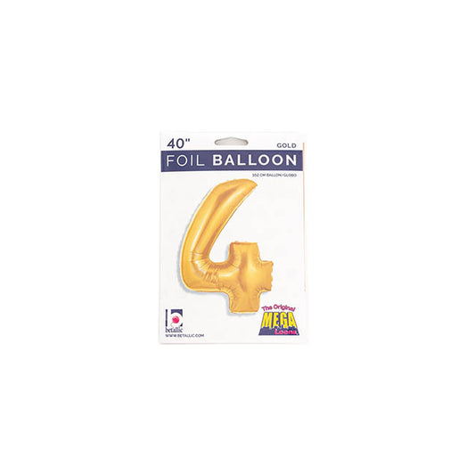 Foil Balloon 40" (101.6cmH) Number '4' Gold