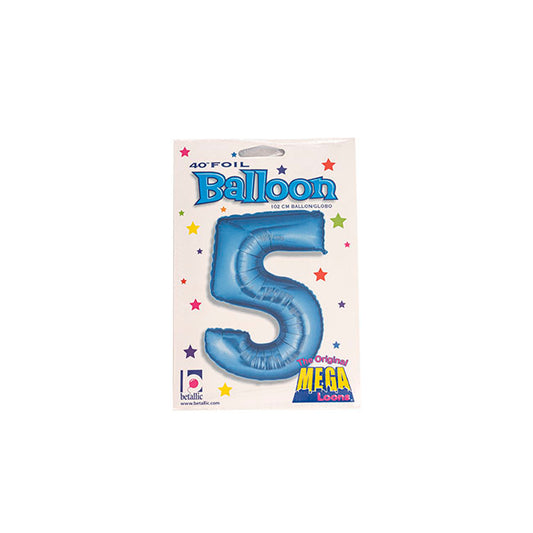 Foil Balloon 40" (101.6cmH) Number '5' Blue