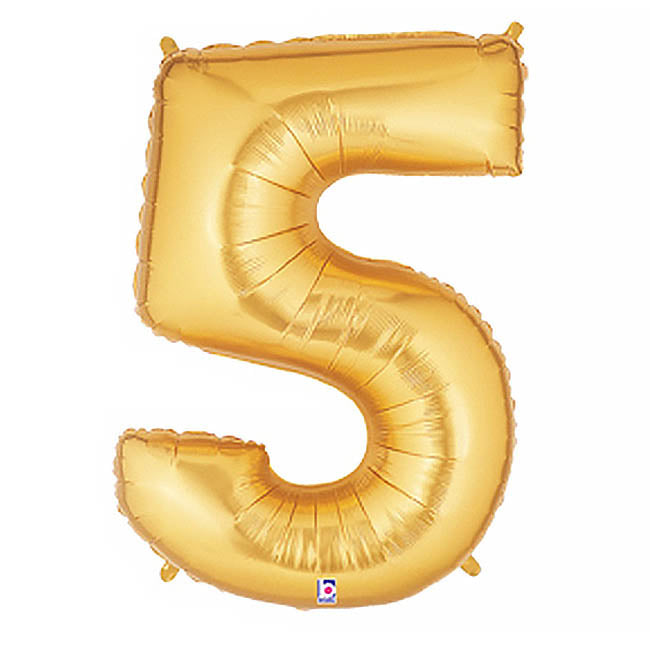 Foil Balloon 40" (101.6cmH) Number '5' Gold