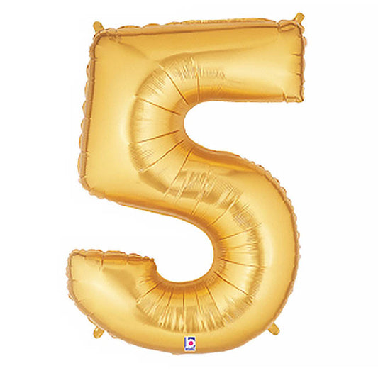 Foil Balloon 40" (101.6cmH) Number '5' Gold