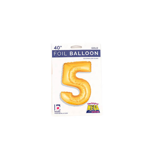 Foil Balloon 40" (101.6cmH) Number '5' Gold