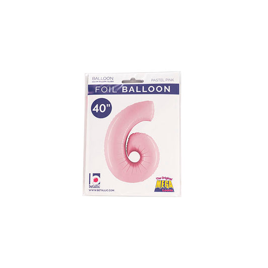 Foil Balloon 40" (101.6cmH) Number '6' Pastel Pink