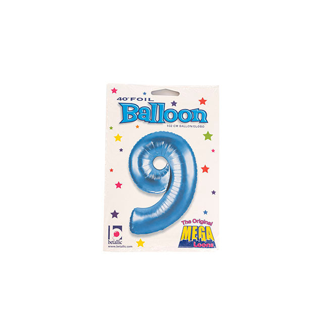 Foil Balloon 40" (101.6cmH) Number '9' Blue