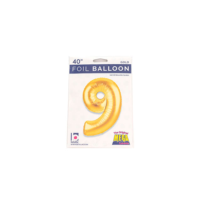Foil Balloon 40" (101.6cmH) Number '9' Gold