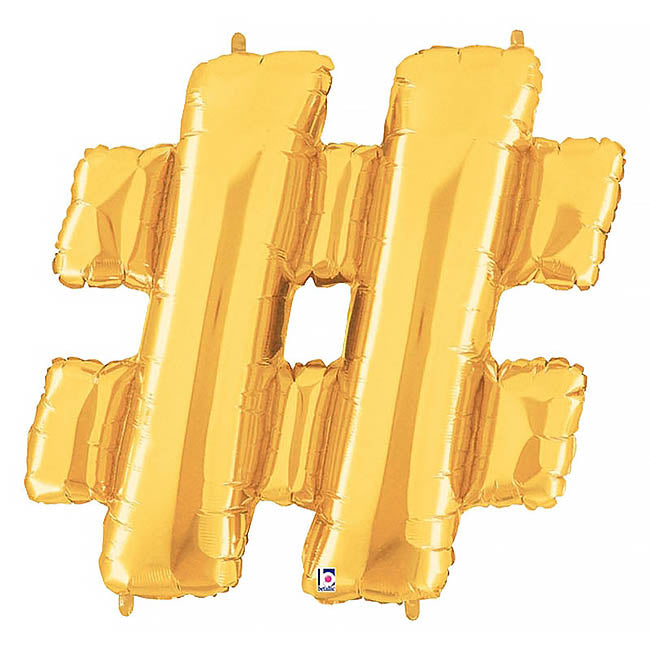 Foil Balloon 40" (101.6cmH) Hashtag '#' Gold