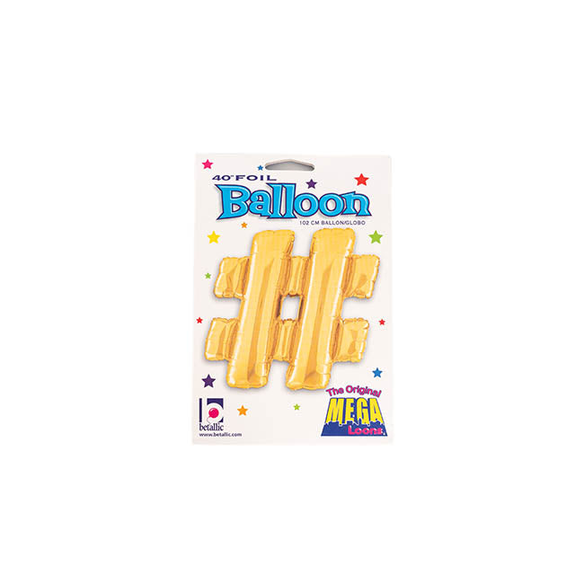 Foil Balloon 40" (101.6cmH) Hashtag '#' Gold