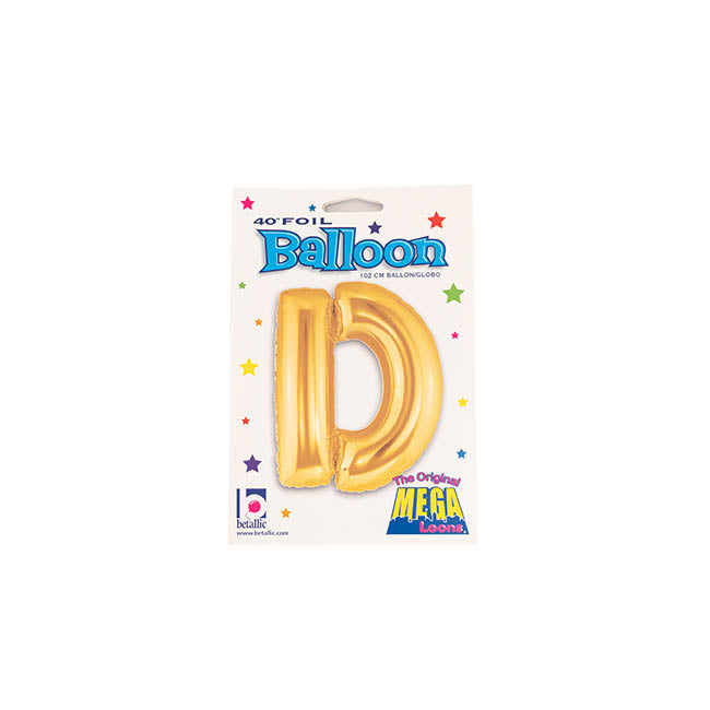 Foil Balloon 40" (101.6cmH) Letter 'D' Gold