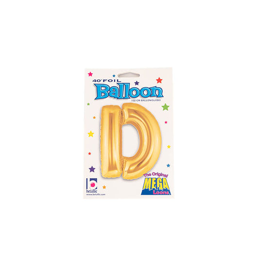 Foil Balloon 40" (101.6cmH) Letter 'D' Gold