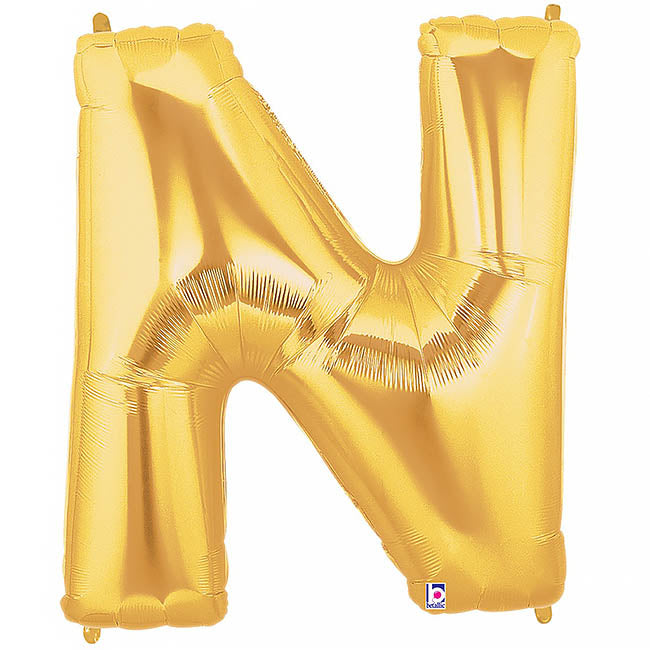 Foil Balloon 40" (101.6cmH) Letter 'N' Gold