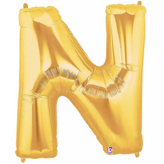 Foil Balloon 40" (101.6cmH) Letter 'N' Gold