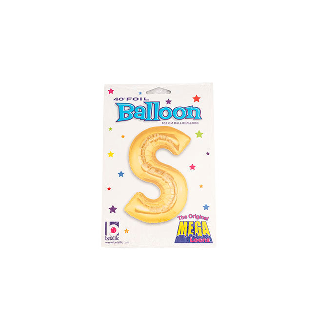 Foil Balloon 40" (101.6cmH) Letter 'S' Gold