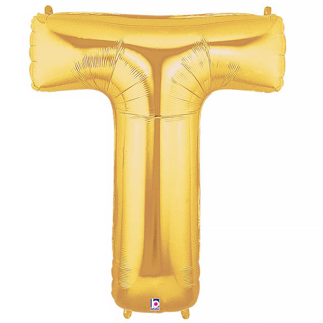 Foil Balloon 40" (101.6cmH) Letter 'T' Gold