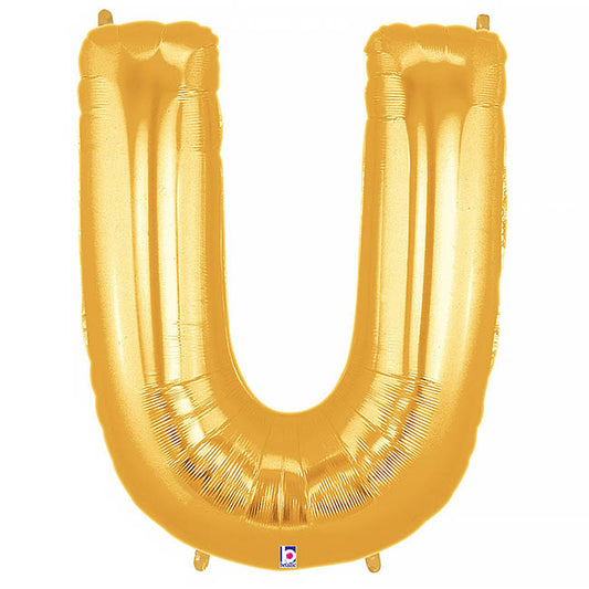 Foil Balloon 40" (101.6cmH) Letter 'U' Gold