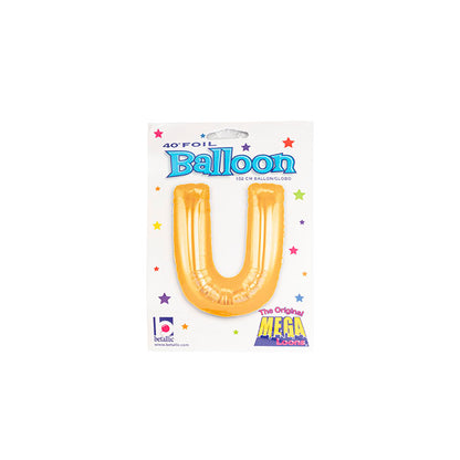 Foil Balloon 40" (101.6cmH) Letter 'U' Gold